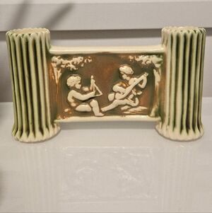 Antique 1920s Roseville Donatello Cherub Double Bud Vase